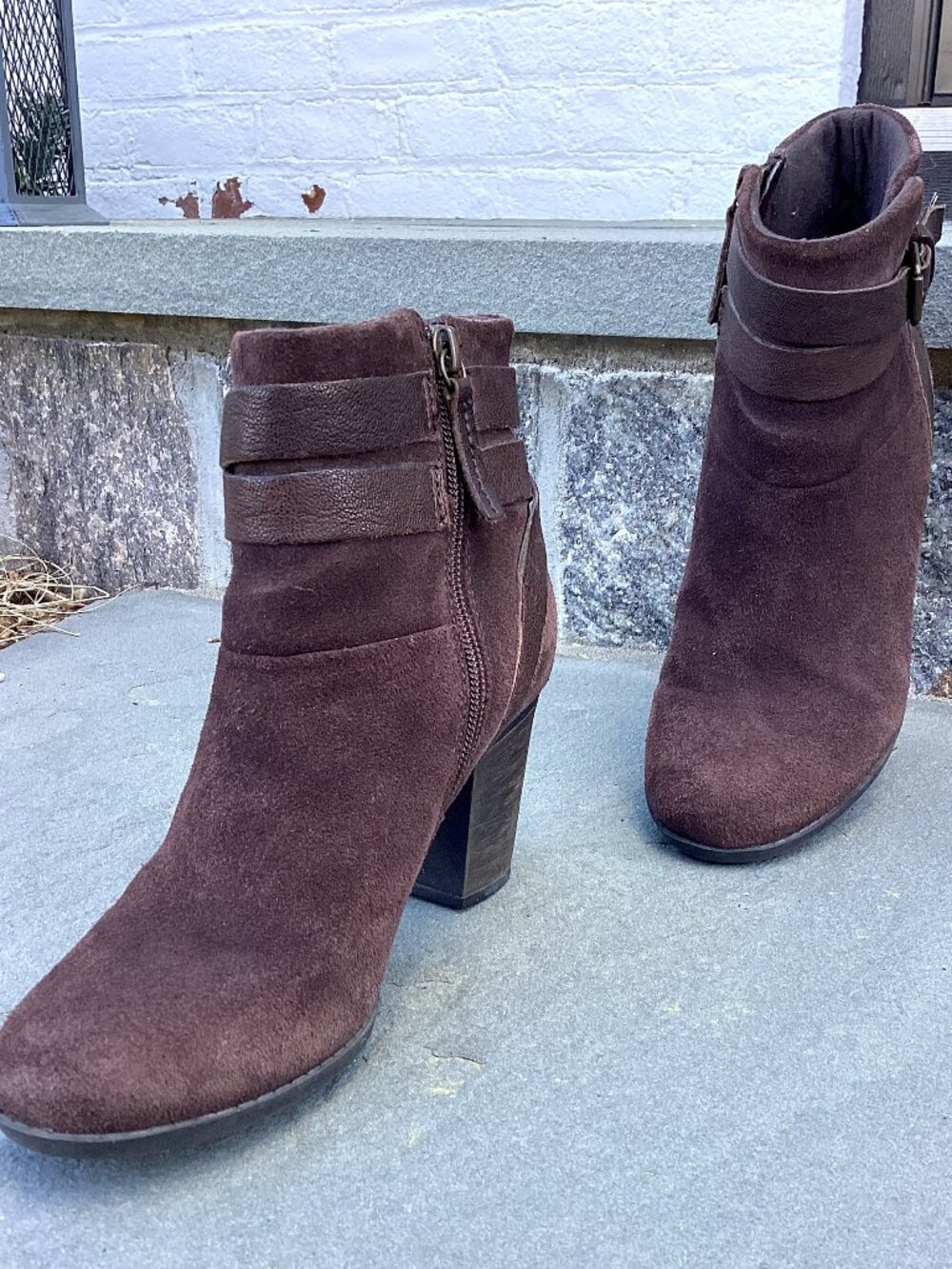 Clarks Brown, Suede, High Heeled Boots, Cushioned Sole, Women's Size 7.5